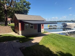 Motorized retractable awning for backyard patio in Minneapolis Minnesota