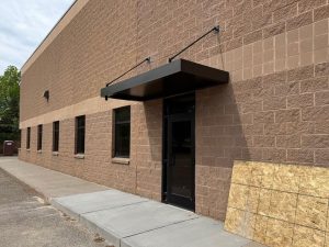 Industrial metal canopy installed on facility in Minnesota