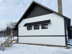 Custom standing seam awning on storefront in Minneapolis Minnesota